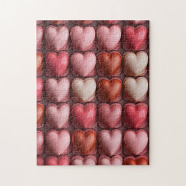 Viele valentinische Herzen in Reihen Hintergrund Puzzle