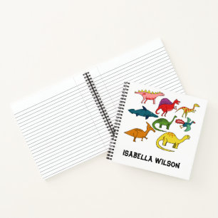 Viele verschiedene Cartoon Dinosaurier in allen Fa Notizbuch
