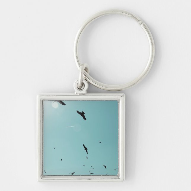 Viele Vögel und ein Kontrastmittel Schlüsselanhänger (Vorne)