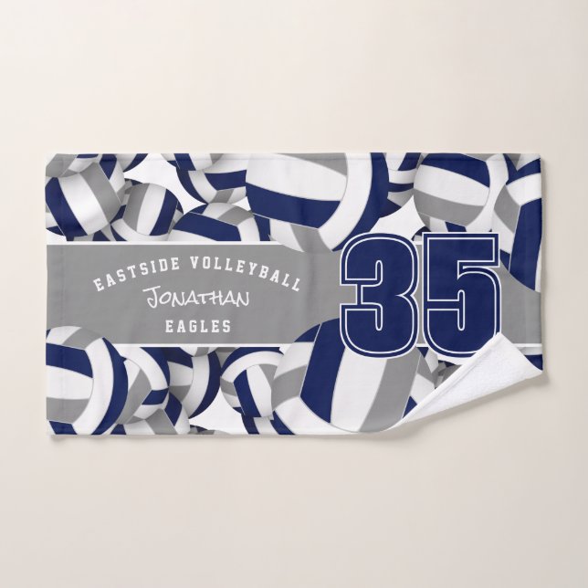 Viele Volleyballs Athleten Name Marine blau grau Handtuch (Handtuch)