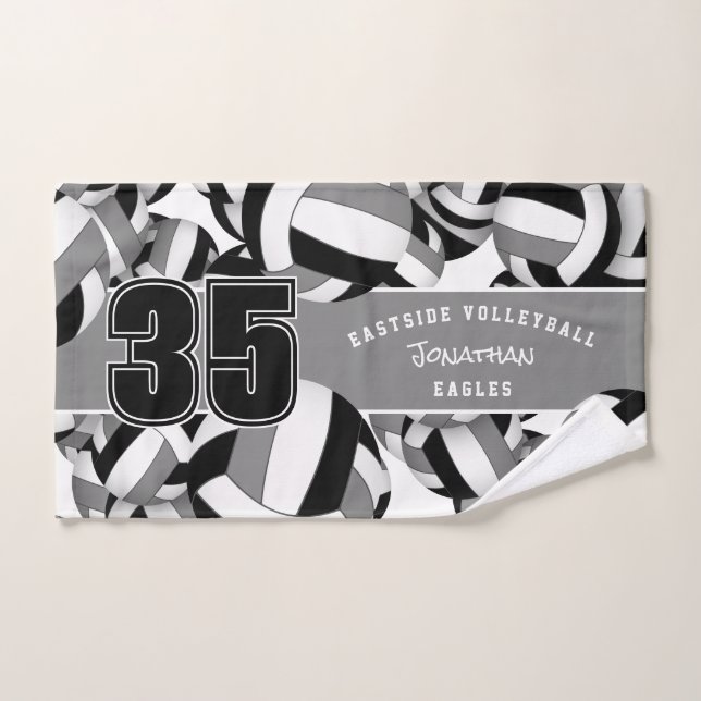 Viele Volleyballs Sportlergeschenke schwarz grau Handtuch (Handtuch)