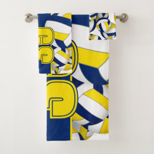 Viele Volleyballs Teamgeist Geschenke blau Gold Badhandtuch Set