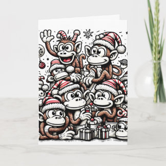 Viele Weihnachtsaffen Karte