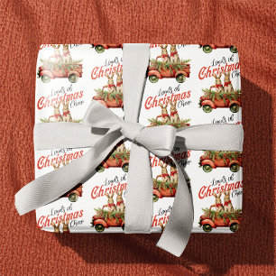 Viele Weihnachtsfreude Hasen im roten Lastwagen Geschenkpapier