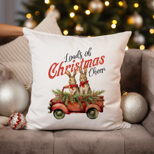 Viele Weihnachtsfreuden Hasen im roten Lastwagen Kissen