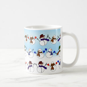 Viele Weihnachtssnowmen Kaffeetasse