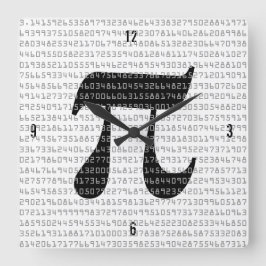 Viele Ziffern der mathematischen Konstanten der Pi Quadratische Wanduhr
