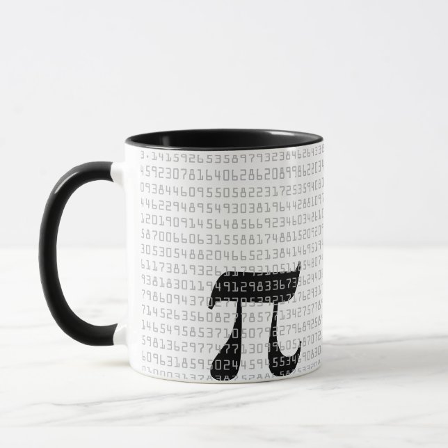 Viele Ziffern der mathematischen Konstanten der Pi Tasse (Links)