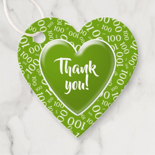 Vielen Dank, 100. Random Number Pattern Grün/Weiß Geschenkanhänger (Vorderseite)