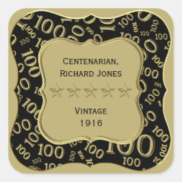 Vielen Dank: 100. Zahlenmuster Gold/Schwarz-Bracke Quadratischer Aufkleber