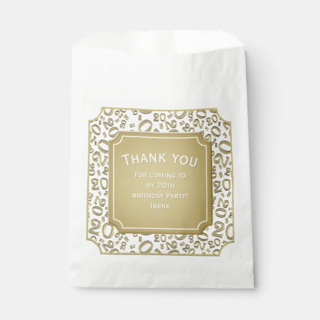 Vielen Dank: 20. Random Number Pattern Gold 20 Geschenktütchen (Vorderseite)