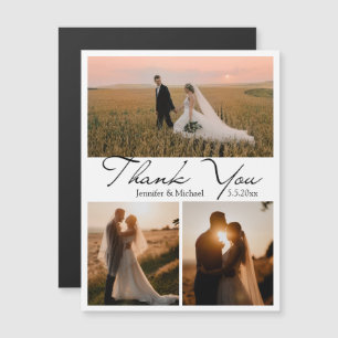 Vielen Dank 3 Fotos moderne Drehbuch Hochzeitsmagn Magnetkarte