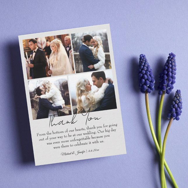 Vielen Dank 4 Fotos Collage minimale schicke Hochz Mitteilungskarte (Von Creator hochgeladen)