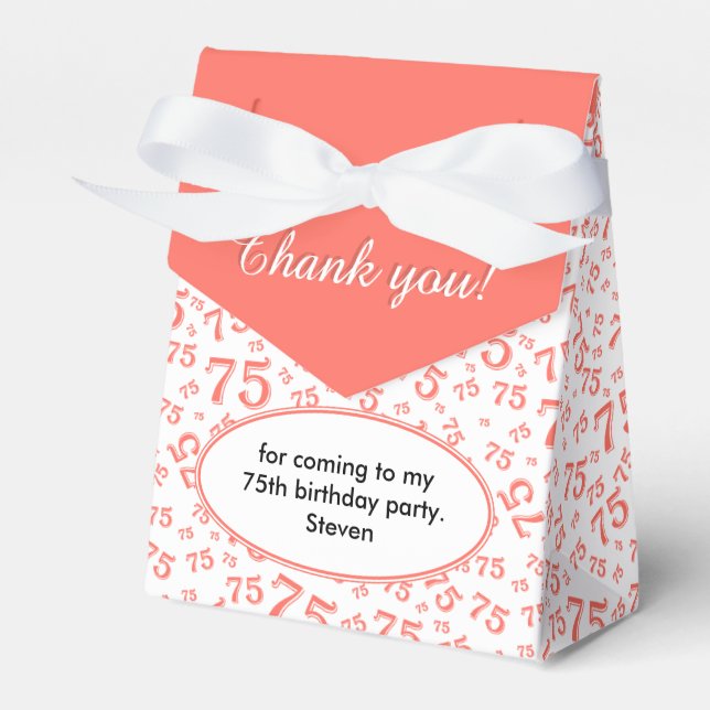 Vielen Dank 75. Korallen/Weiße Random Number Patte Geschenkschachtel (Vorderseite)