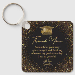 Vielen Dank Abschluss Black Gold Glitzer Luxus Schlüsselanhänger