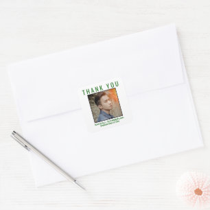 Vielen Dank Abschluss Green Black Custom Foto Quadratischer Aufkleber