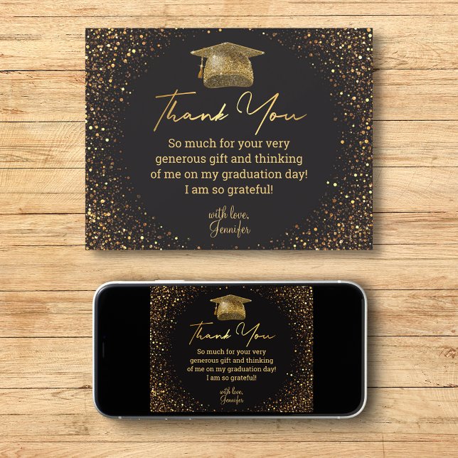 Vielen Dank Abschluss schwarz golden Glitzer funke Karte (Von Creator hochgeladen)