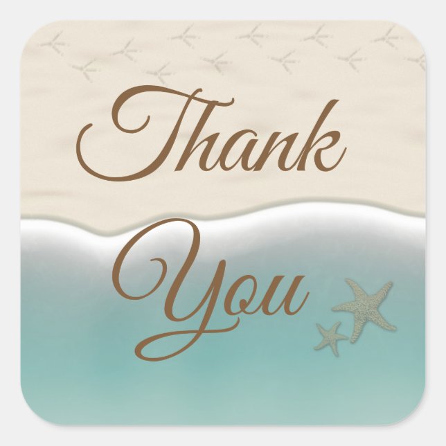 Vielen Dank an Beach Themed Oceanic Wedding Sticke Quadratischer Aufkleber (Vorderseite)