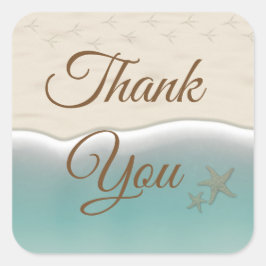 Vielen Dank an Beach Themed Oceanic Wedding Sticke Quadratischer Aufkleber