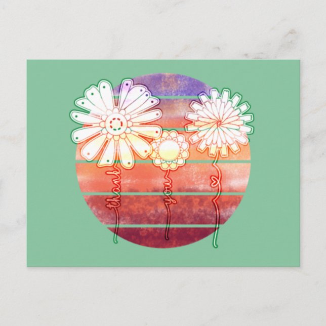 Vielen Dank an Blume bei Sunset - Green Postcard Postkarte (Vorderseite)