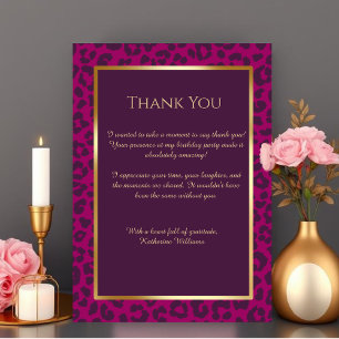 Vielen Dank an Card Leopard Print-Magenta- Einladung