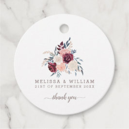 Vielen Dank an das moderne Burgund Floral Wedding  Geschenkanhänger