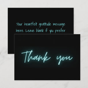 Vielen Dank an das moderne Schwarz Türkis Neon Scr Dankeskarte