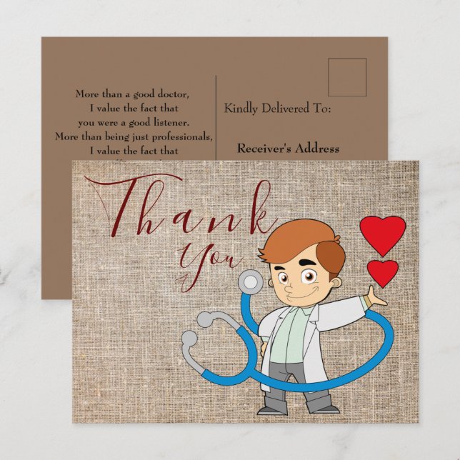 Vielen Dank an den Arzt Postcard Postkarte (Vorne/Hinten)
