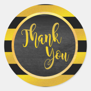 Vielen Dank an den Gold Black Striping Glitzer Runder Aufkleber