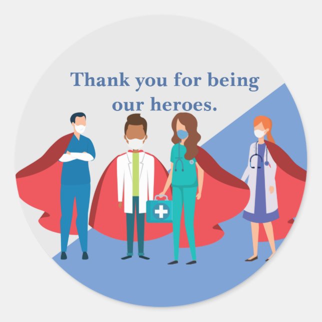Vielen Dank an die Mitarbeiter des Gesundheitswese Runder Aufkleber (Vorderseite)