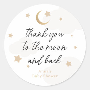 Vielen Dank an die Moon and Back Baby Shower Runder Aufkleber