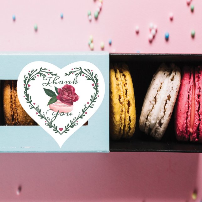 Vielen Dank an die Rote Rose Macaron von Watercolo Herz-Aufkleber (Von Creator hochgeladen)