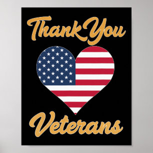 Vielen Dank an die Usa Flag Heart Veteran Patriot Poster