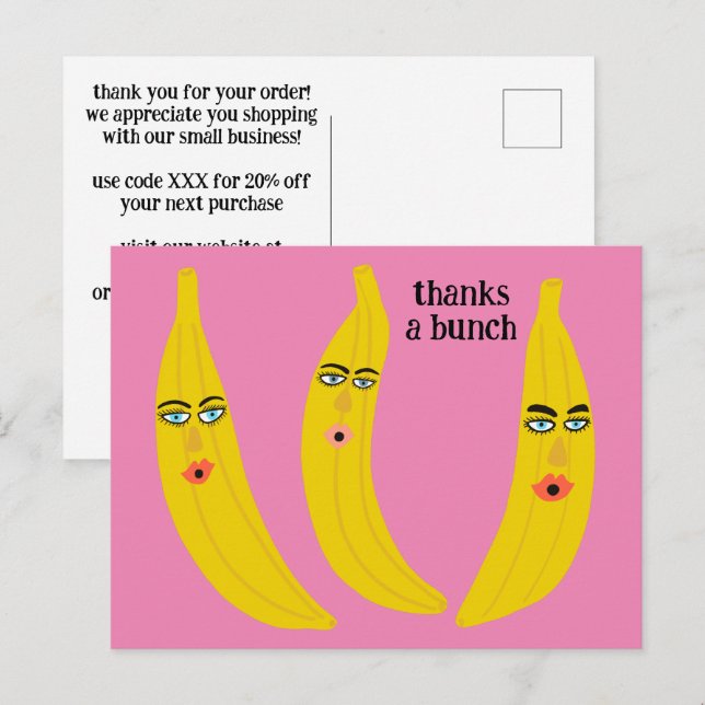 VIELEN DANK AN EINE BUNCH Funny Bananas ORGANE DAN Postkarte (Vorne/Hinten)