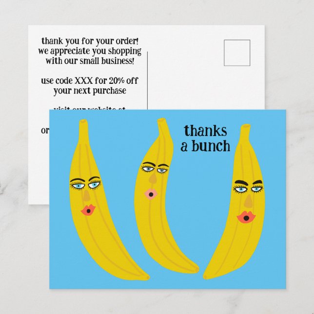 VIELEN DANK AN EINE BUNCH Funny Bananas ORGANE DAN Postkarte (Vorne/Hinten)