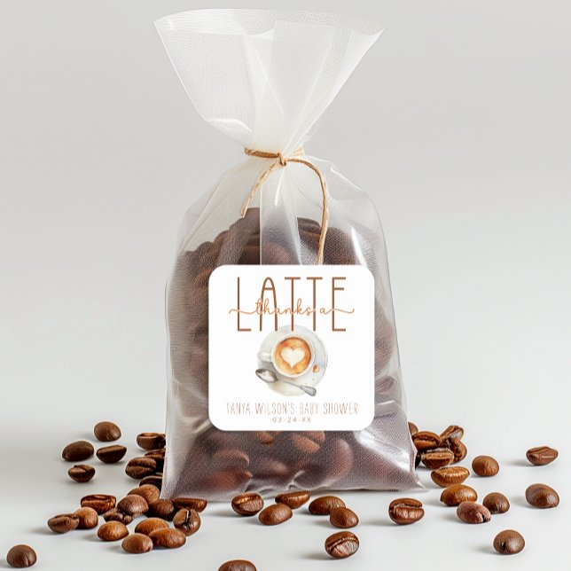 Vielen Dank an eine Latte Coffee Baby-Dusche. Dank Quadratischer Aufkleber (Thank A Latte Heart Favor Sticker)