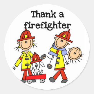 Vielen Dank an einen Feuerwehrmann Tshirts und Ges Runder Aufkleber