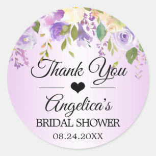 Vielen Dank an Floral Lavender Lilac Wedding Brida Runder Aufkleber