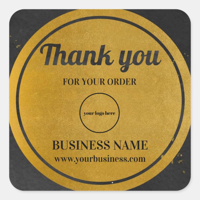 Vielen Dank an Gold Black Business Quadratischer Aufkleber (Vorderseite)