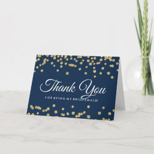 Vielen Dank an Gold Imitats Glitzer Confetti Navy Dankeskarte