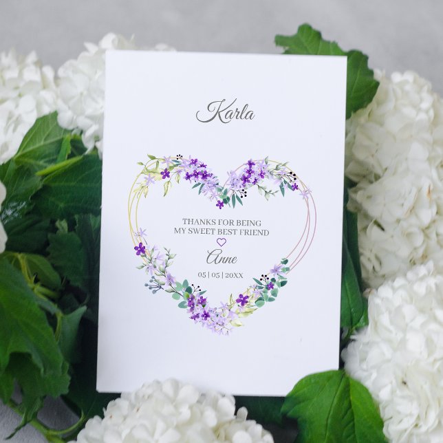 Vielen Dank an Ihre besten Freunde Blumenherz in L Postkarte (Von Creator hochgeladen)