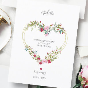 Vielen Dank an Ihre besten Freunde Blumenherz in R Postkarte