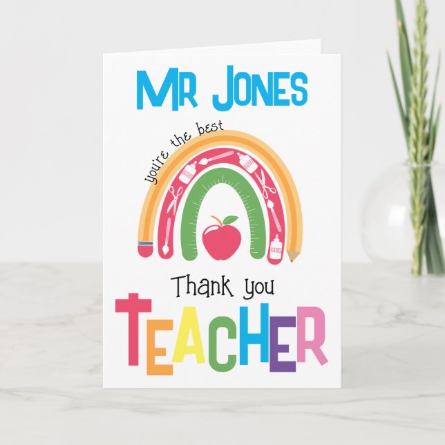 Vielen Dank an Ihre Lehrer Wertschätzung sind Sie  Dankeskarte (Vorderseite)