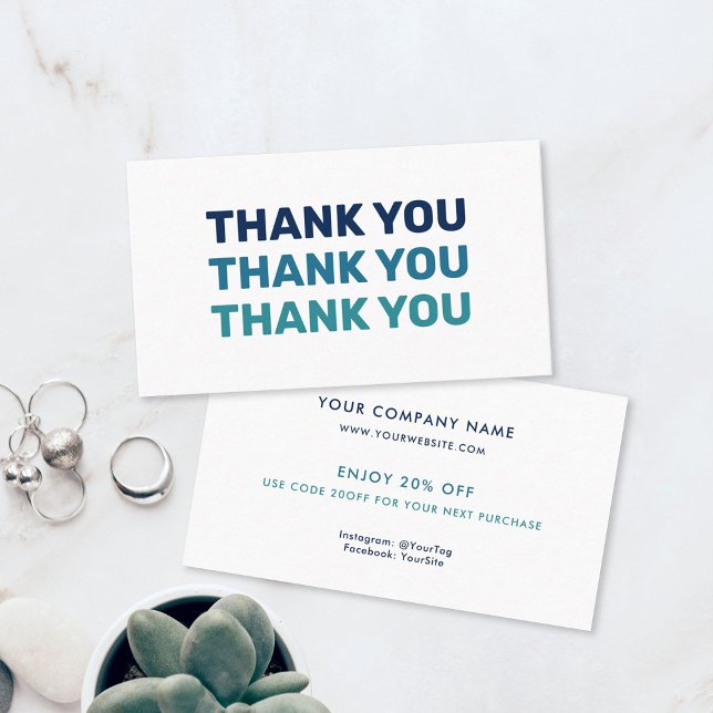 Vielen Dank an kleine Unternehmen, moderne Blue Om Rabattkarte (This ain't just any discount card, it's a blue teal ombre-hued hug from your fave small biz! )