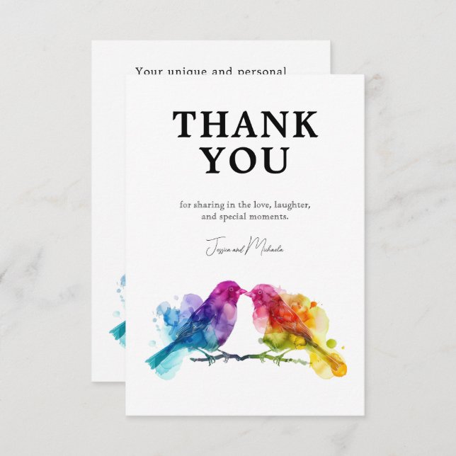 🌈 Vielen Dank an LGBTQ+ Rainbow Lovebirds Dankeskarte (Vorne/Hinten)