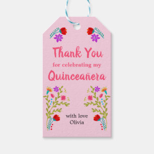 Vielen Dank an Mexikanerin Fiesta Floral Pink Quin Geschenkanhänger