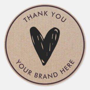 Vielen Dank an Modern Simple Heart Rustic Kraft Cl Runder Aufkleber