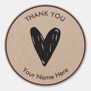 Vielen Dank an Modern Simple Heart Rustic Kraft Runder Aufkleber