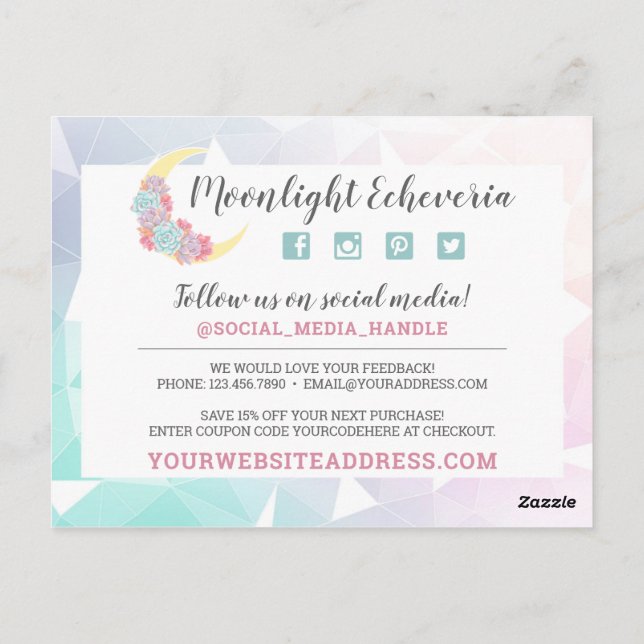 Vielen Dank an Moon & Succulent Pastel Mystic Boho Postkarte (Rückseite)