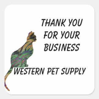 Vielen Dank an Mosaic Stripe Cat Business Wertschä Quadratischer Aufkleber